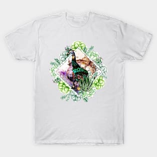 Cosmic Giraffe - Potrait With Time Travel, Skull, and Succulents T-Shirt